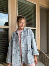 Load image into Gallery viewer, Coffee Run Oversized Denim Jacket
